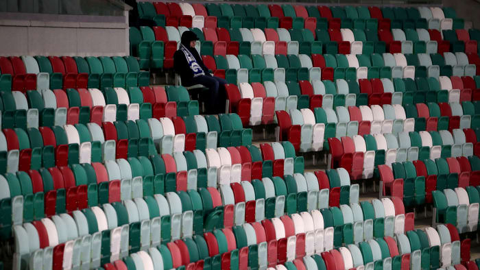 Belarus's soccer league plays on
